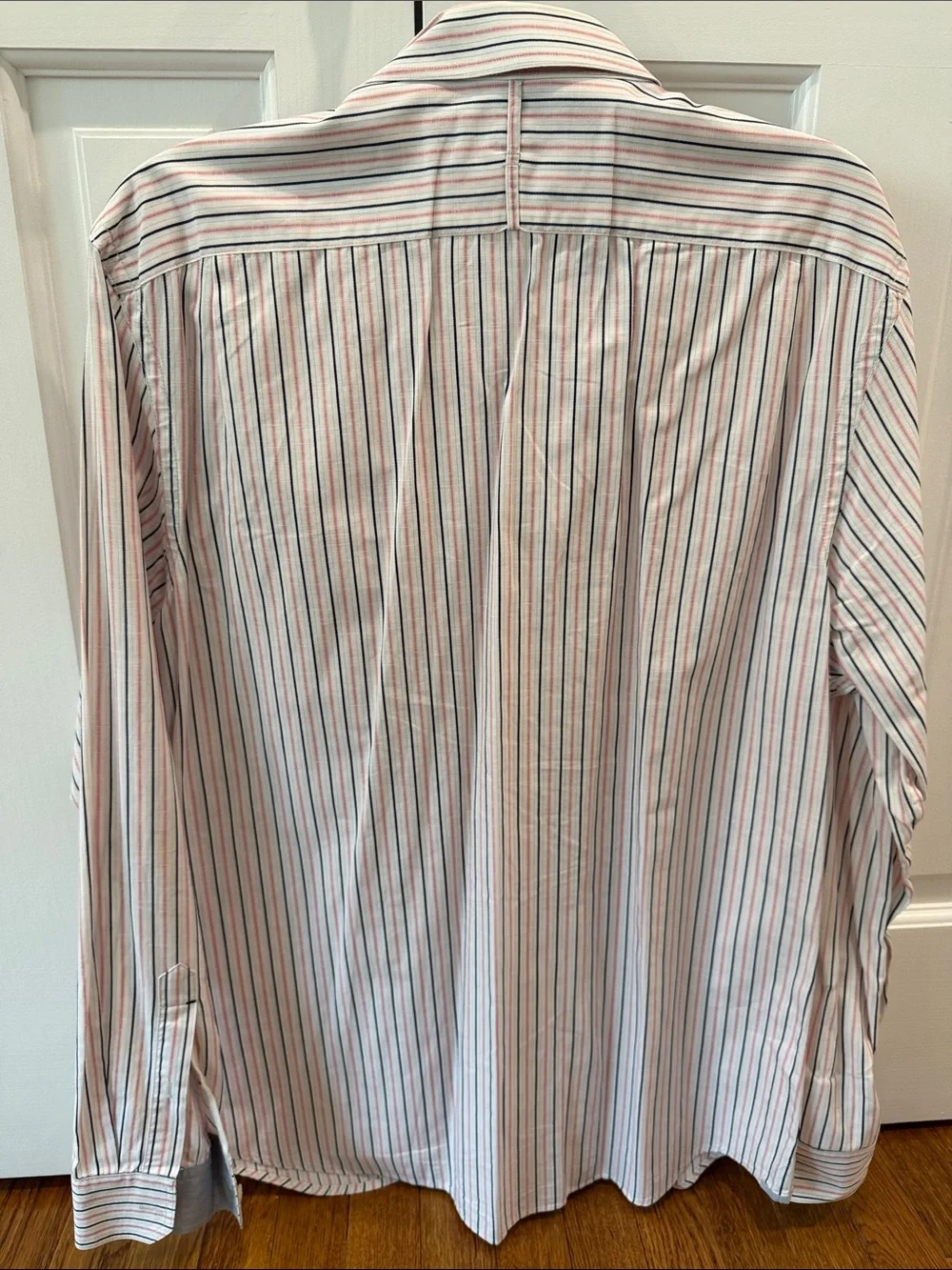 Banana Republic Men’s White Shirt with Pink and Blue Stripes
